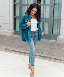 Ave Shops Tell Me After School Shacket In Teal