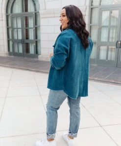 Ave Shops Tell Me After School Shacket In Teal