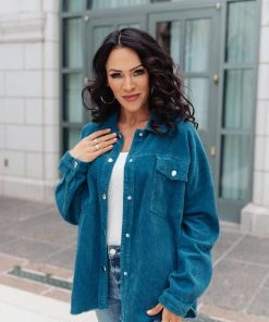 Ave Shops Tell Me After School Shacket In Teal