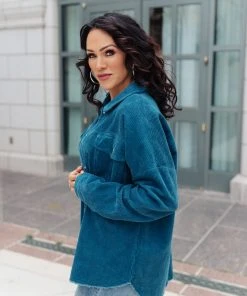 Ave Shops Tell Me After School Shacket In Teal