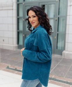 Ave Shops Tell Me After School Shacket In Teal