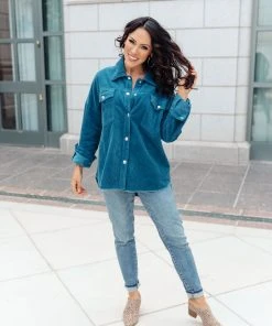 Ave Shops Tell Me After School Shacket In Teal