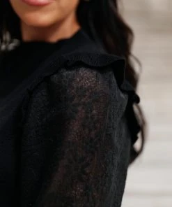 Ave Shops Thrills And Frills Mock Neck Sweater In Black Clothing