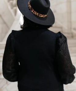 Ave Shops Thrills And Frills Mock Neck Sweater In Black Clothing