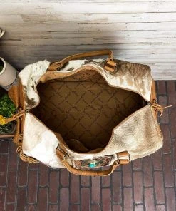 American Darling Tooled Cowhide Concho Weekender Bag