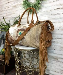 American Darling Tooled Cowhide Concho Weekender Bag