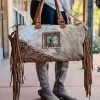 American Darling Tooled Cowhide Concho Weekender Bag