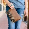 Myra Handbags & Wallets Tooled Cowhide Wristlet Pouch