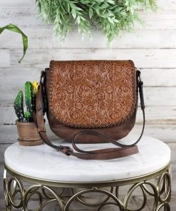 Trenditions Handbags & Wallets Tooled Leather Cowgirl Times Crossbody Handbag