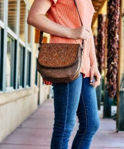 Trenditions Handbags & Wallets Tooled Leather Cowgirl Times Crossbody Handbag
