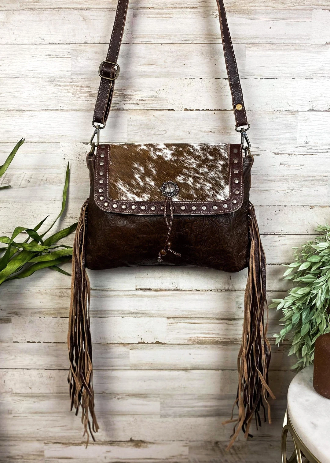 Myra Tooled Leather Cowhide Fringe Crossbody Handbag - Stylish & Durable 5 Myra Tooled Leather Cowhide Fringe Handbag Handbags & Wallets