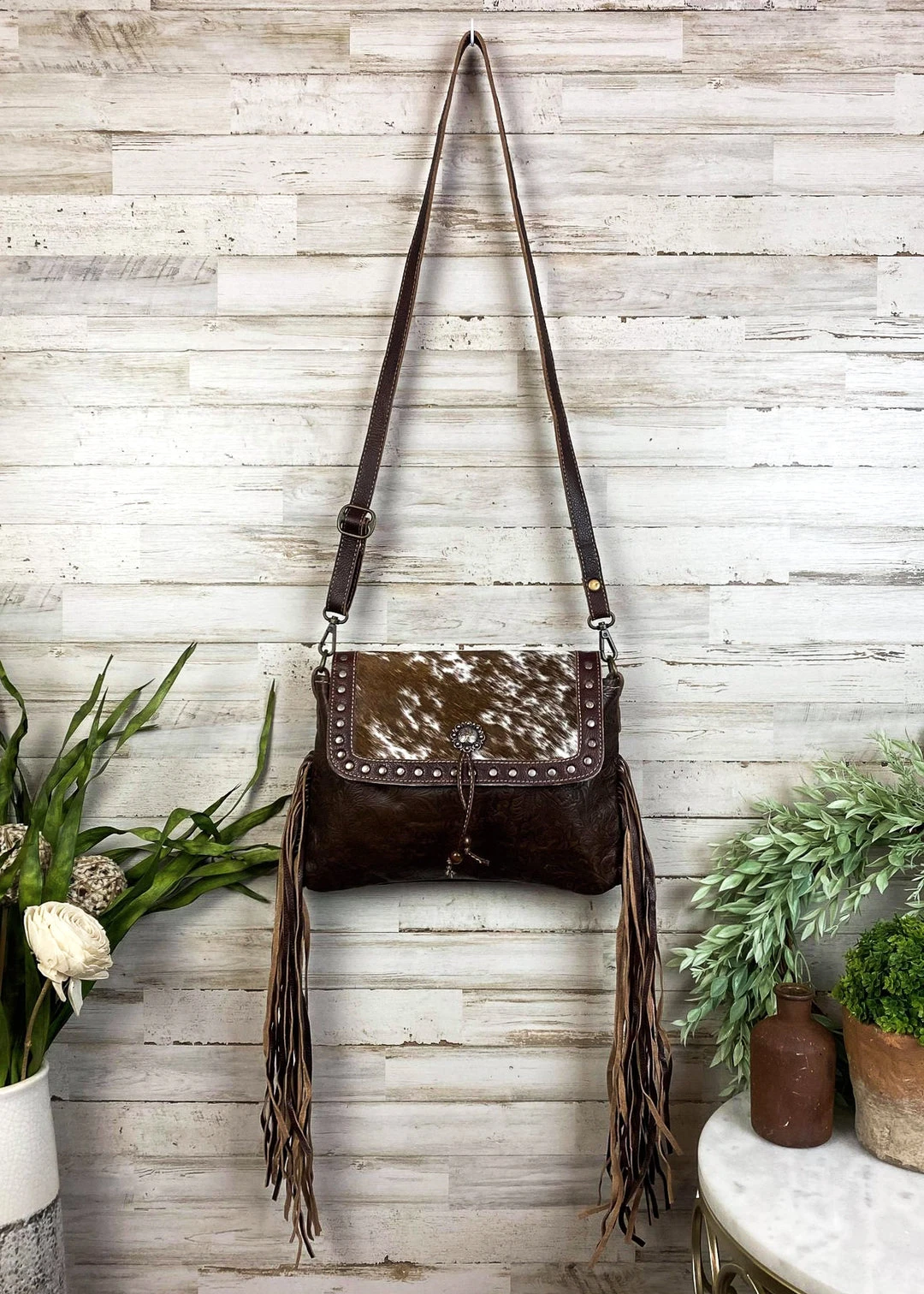 Myra Tooled Leather Cowhide Fringe Crossbody Handbag - Stylish & Durable 7 Myra Tooled Leather Cowhide Fringe Handbag Handbags & Wallets