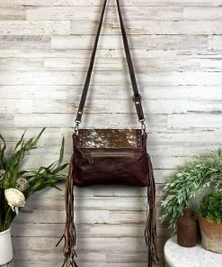 Myra Tooled Leather Cowhide Fringe Crossbody Handbag - Stylish & Durable 16 Myra Tooled Leather Cowhide Fringe Handbag Handbags & Wallets