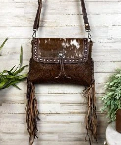 Myra Tooled Leather Cowhide Fringe Crossbody Handbag - Stylish & Durable 17 Myra Tooled Leather Cowhide Fringe Handbag Handbags & Wallets