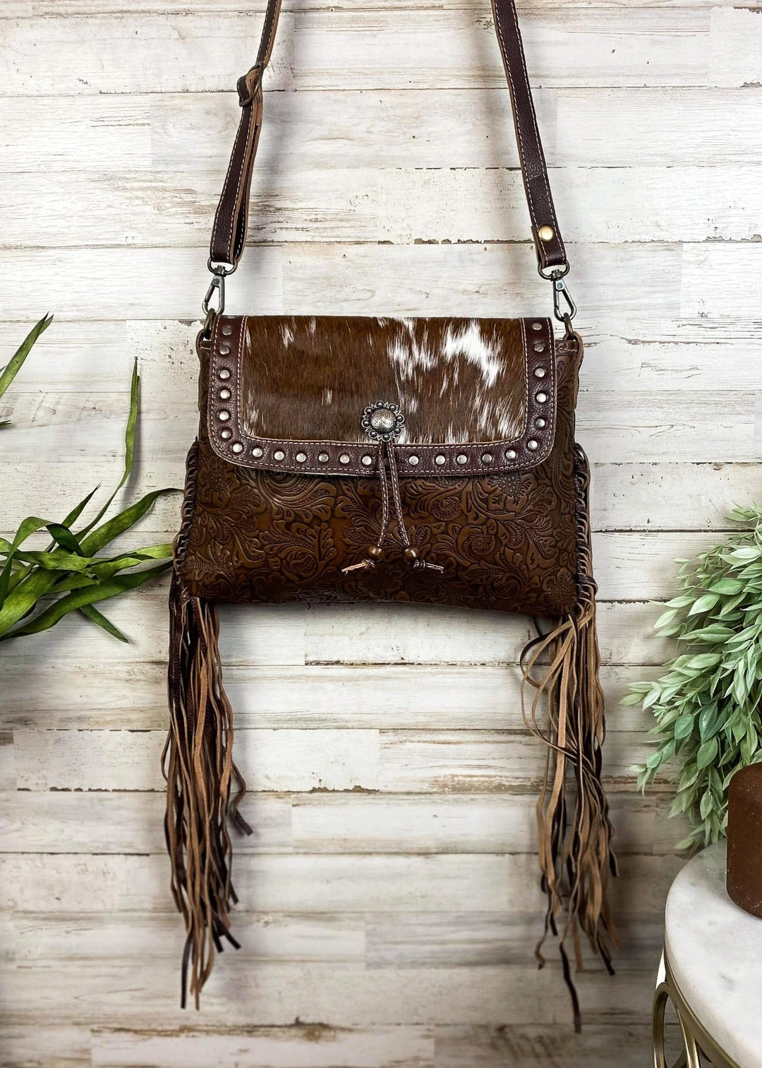 Myra Tooled Leather Cowhide Fringe Crossbody Handbag - Stylish & Durable 10 Myra Tooled Leather Cowhide Fringe Handbag Handbags & Wallets