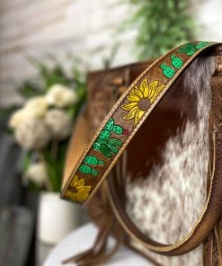 American Darling Tooled Sunflower & Cactus Purse Strap