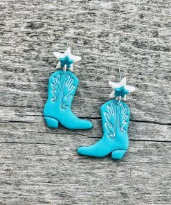 Ember Moon Turquoise Boot Clay Earrings | MEGA SALE | Handcrafted Jewelry -The Cinchy Cowgirl Store TurquoiseBootClayEarrings2 1080x