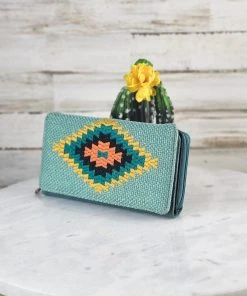 Montana West Handbags & Wallets Turquoise Canvas Aztec Wallet