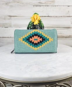 Montana West Handbags & Wallets Turquoise Canvas Aztec Wallet