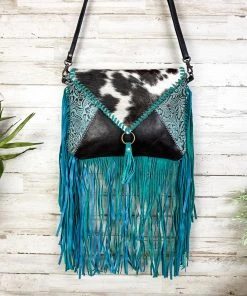 Myra Turquoise Cowhide Envelope Fringe Crossbody Handbag | Stylish & Durable 11 Myra Handbags & Wallets Turquoise Cowhide Envelope Fringe Handbag