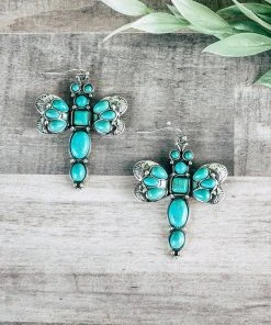 Blue Tortoise Turquoise Dragonfly Earrings Jewelry