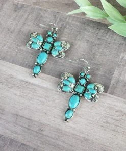 Blue Tortoise Turquoise Dragonfly Earrings Jewelry