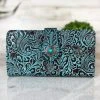Myra Turquoise Floral Tooled Wallet Handbags & Wallets