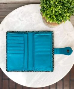 Myra Turquoise Floral Tooled Wallet Handbags & Wallets