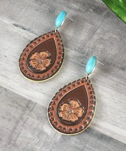 Blue Tortoise Jewelry Turquoise Hawaii Days Leather Earrings
