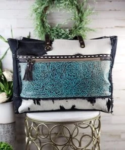Myra Turquoise Patina Cowhide Weekender Bag