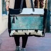 Myra Turquoise Patina Cowhide Weekender Bag - Stylish & Durable Travel Companion 2 Myra Turquoise Patina Cowhide Weekender Bag