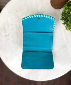 Myra Turquoise Petals Vintage Small Wallet Handbags & Wallets