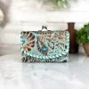 Myra Turquoise Petals Vintage Small Wallet Handbags & Wallets