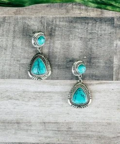 Blue Tortoise Turquoise Stud Dangle Earrings Jewelry