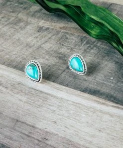 Blue Tortoise Jewelry Turquoise Teardrop Post Earrings