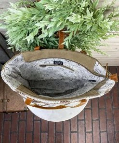 Myra Two Tone Geometrical Cowhide Tote Handbag