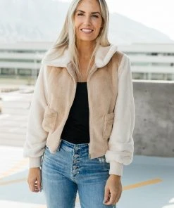 Ave Shops Two Toned Teddy Bear Jacket