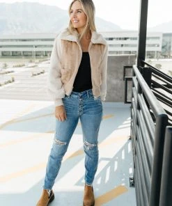 Ave Shops Two Toned Teddy Bear Jacket