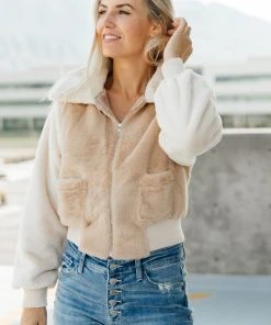 Ave Shops Two Toned Teddy Bear Jacket