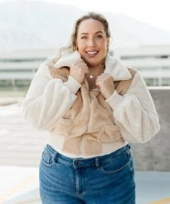 Ave Shops Two Toned Teddy Bear Jacket