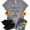 The Cinchy Cowgirl Heather Grey Coffee, Cuss Words & Cows Short Sleeve Graphic Tee