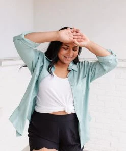 Ave Shops Unwavering Confidence Blouse In Light Blue