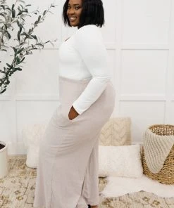 Ave Shops Unwind Wide Leg Lounge Pants In Mocha Bottoms & Jeans