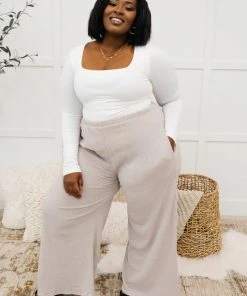 Ave Shops Unwind Wide Leg Lounge Pants In Mocha Bottoms & Jeans