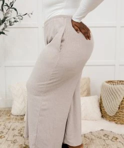 Ave Shops Unwind Wide Leg Lounge Pants In Mocha Bottoms & Jeans