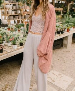 Ave Shops Unwind Wide Leg Lounge Pants In Mocha Bottoms & Jeans