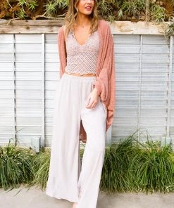 Ave Shops Unwind Wide Leg Lounge Pants In Mocha Bottoms & Jeans