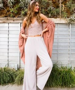 Ave Shops Unwind Wide Leg Lounge Pants In Mocha Bottoms & Jeans