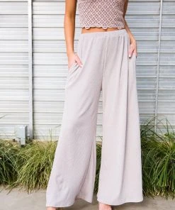 Ave Shops Unwind Wide Leg Lounge Pants In Mocha Bottoms & Jeans