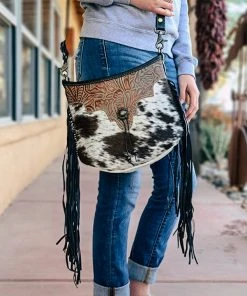 Myra Uptown Cowhide & Fringe Crossbody Handbag Handbags & Wallets